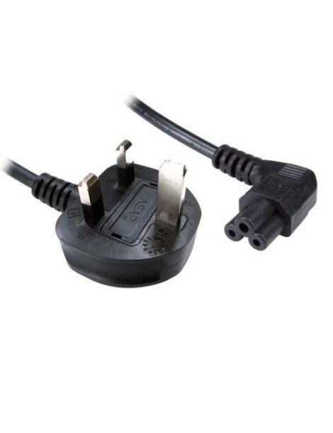 Jedel UK Power Lead  Cloverleaf  Moulded Plug  Right Angle Connector  1 Metre