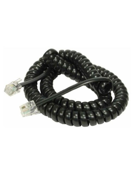 Spire Coiled Telephone/Handset Cord  RJ-10 4P4C Connectors  2 Metre  Black