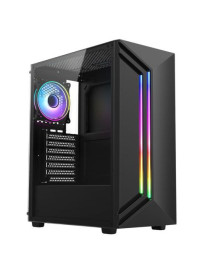 Vida Apollo Black ARGB Gaming Case w/ Glass Window  ATX  Rear ARGB Fan  Front LED Strips