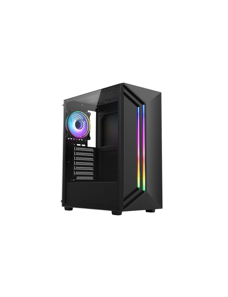 Vida Apollo Black ARGB Gaming Case w/ Glass Window  ATX  Rear ARGB Fan  Front LED Strips