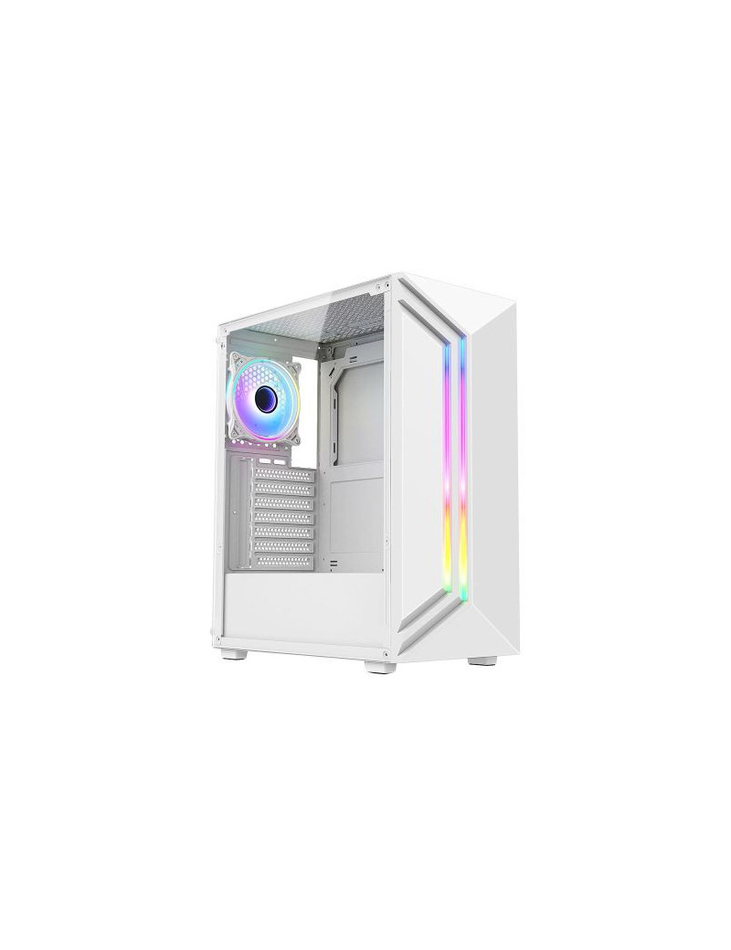 Vida Apollo White ARGB Gaming Case w/ Glass Window  ATX  Rear ARGB Fan  Front LED Strips