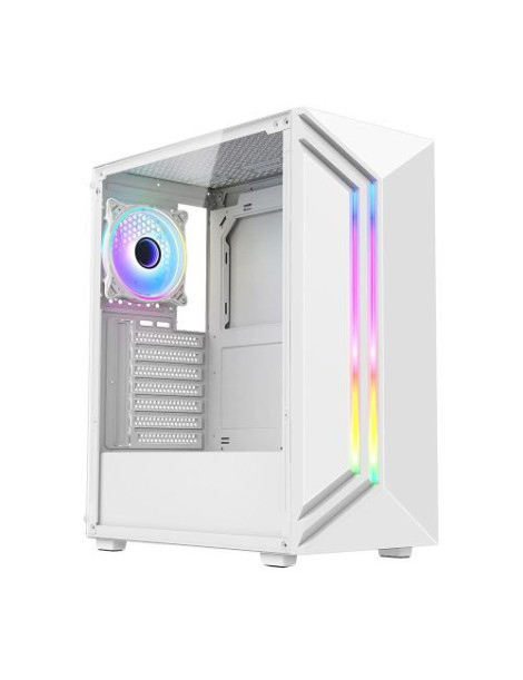 Vida Apollo White ARGB Gaming Case w/ Glass Window  ATX  Rear ARGB Fan  Front LED Strips