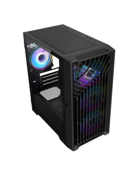 Vida Cyclone Black ARGB Gaming Case w/ Glass Window  Micro ATX  4x ARGB Fans  Grill/Mesh Front