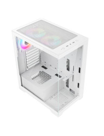 Vida Vetro White ARGB Gaming Case w/ Glass Front & Side  ATX  3x ARGB Fans  6-Port PWM ARGB Fan Hub