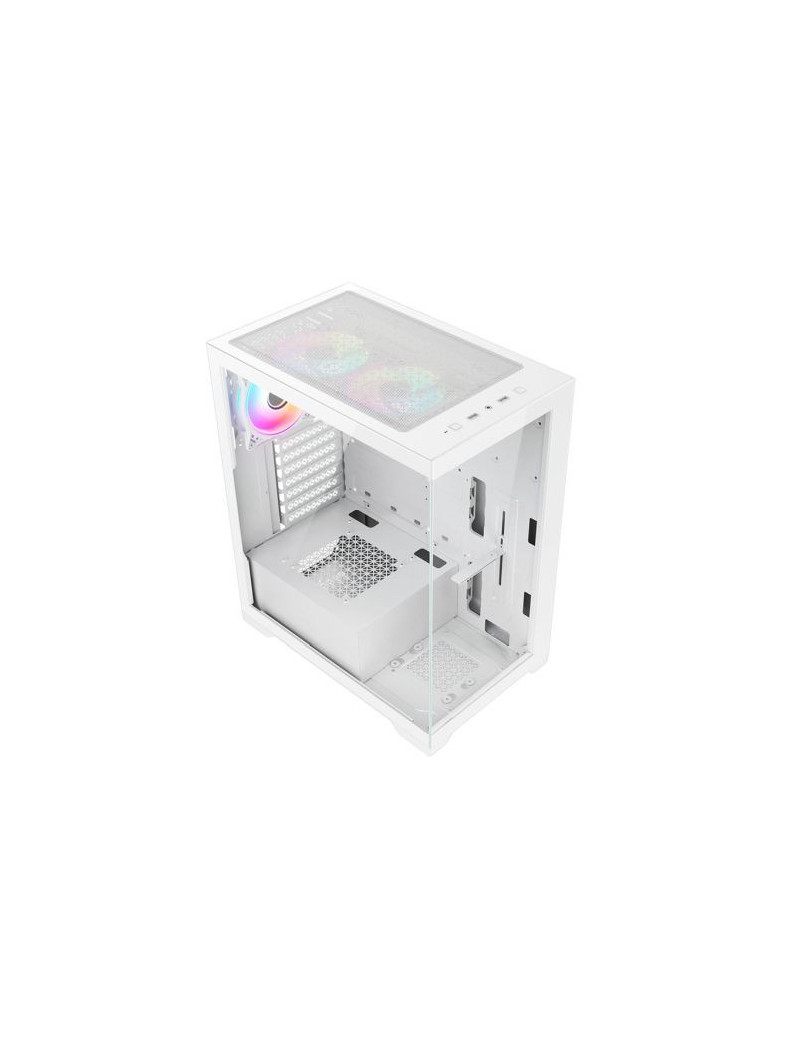 Vida Vetro White ARGB Gaming Case w/ Glass Front & Side  ATX  3x ARGB Fans  6-Port PWM ARGB Fan Hub