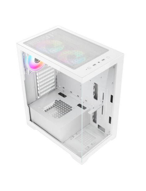 Vida Vetro White ARGB Gaming Case w/ Glass Front & Side  ATX  3x ARGB Fans  6-Port PWM ARGB Fan Hub