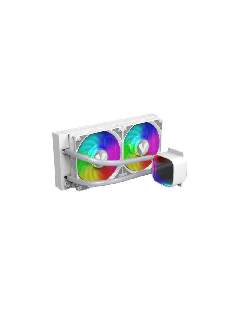 Vida Aquilo 240mm ARGB Liquid CPU Cooler  2x ARGB PWM Fans  Infinity Mirror RGB Pump Head  White