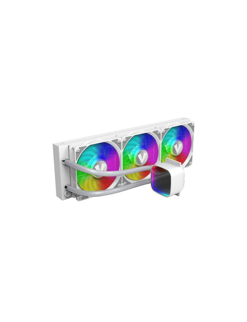 Vida Aquilo 360mm ARGB Liquid CPU Cooler  3x ARGB PWM Fans  Infinity Mirror RGB Pump Head  White