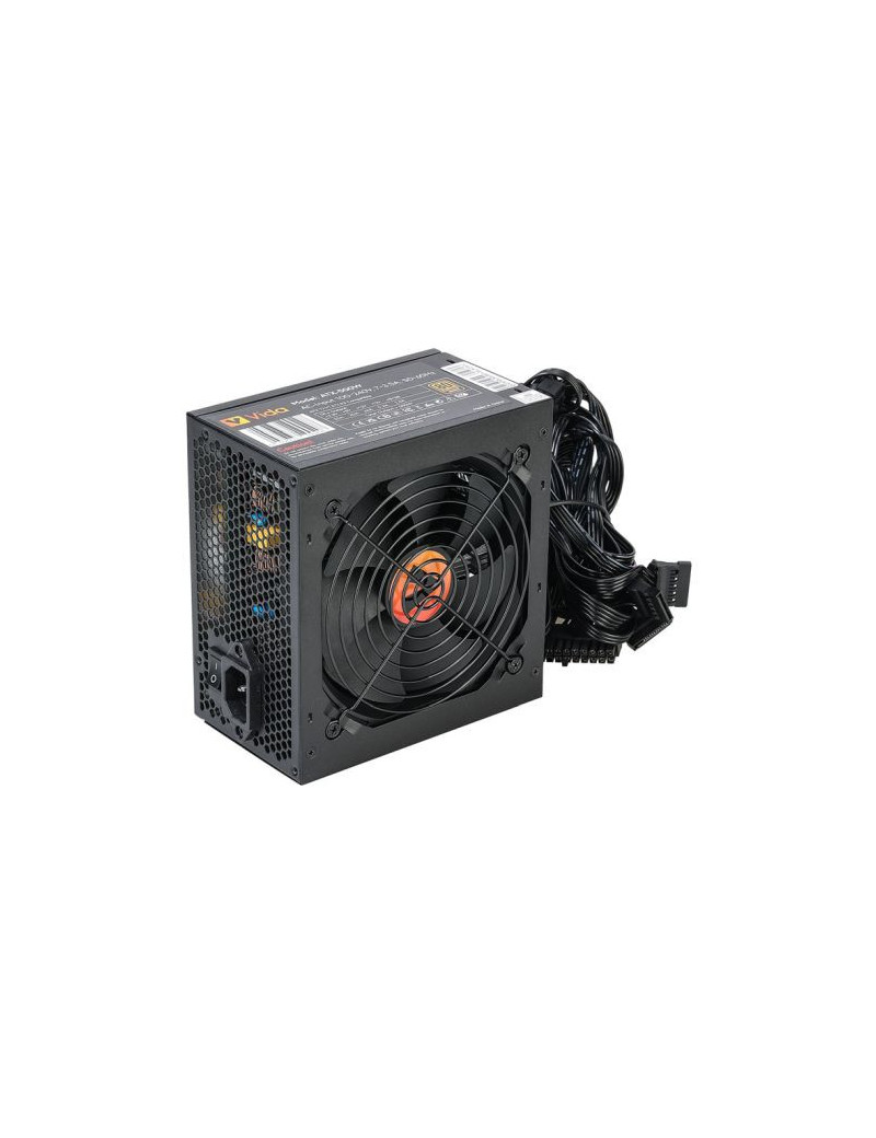 Vida 500W ATX PSU  80+ Bronze  Fluid Dynamic Ultra-Quiet Fan  PCIe  Flat Black Cables  Power Lead Not Included  Black