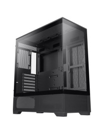 GameMax Vista ATX Gaming Case w/ Glass Side & Front  Mesh Panelling  No Fans inc.  ARGB PWM Fan Hub  Black