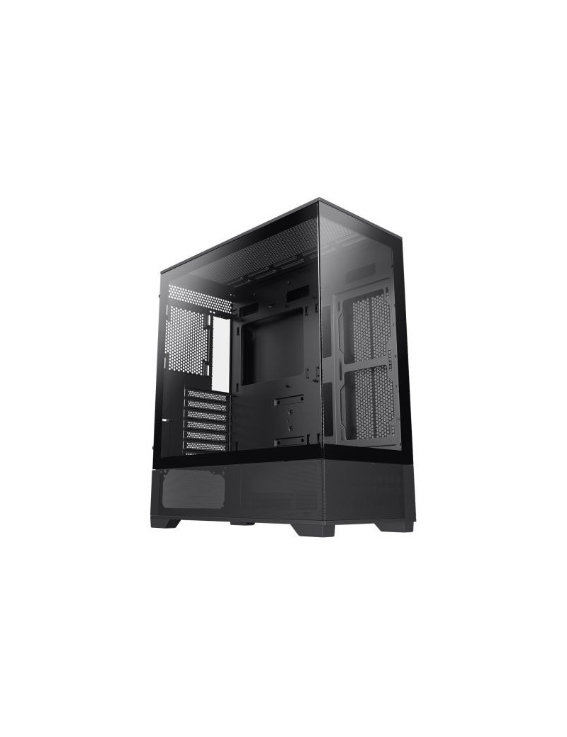 GameMax Vista ATX Gaming Case w/ Glass Side & Front  Mesh Panelling  No Fans inc.  ARGB PWM Fan Hub  Black