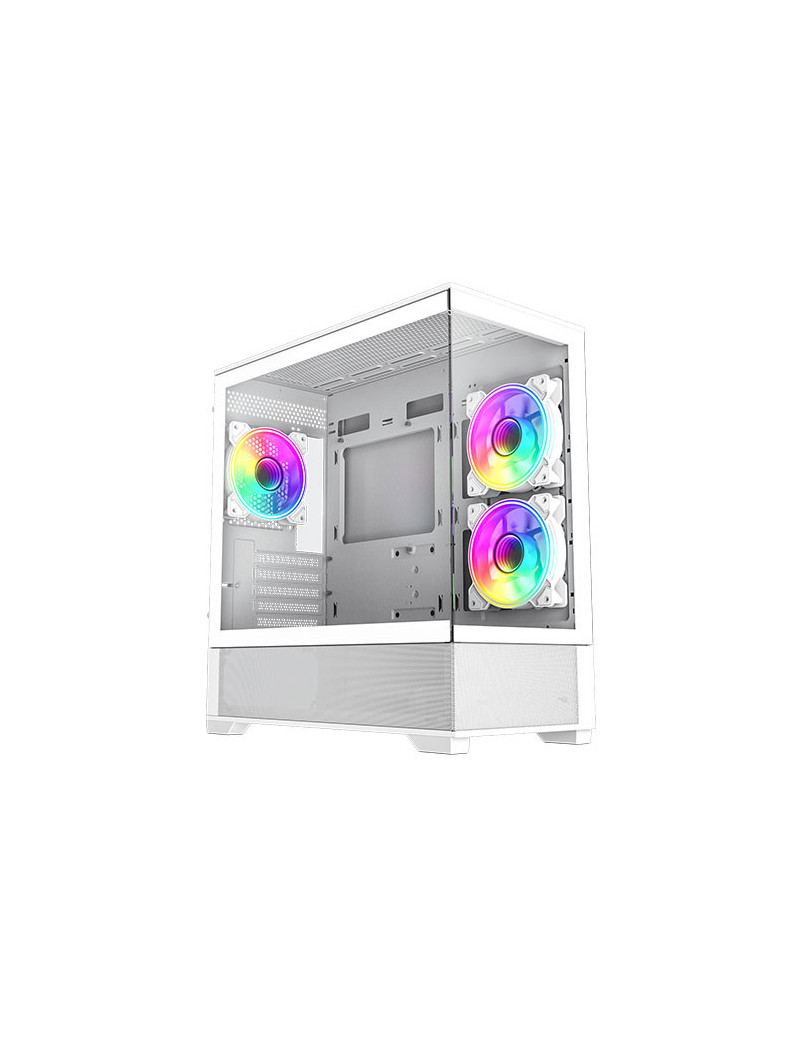 GameMax Vista Micro ATX Gaming Case w/ Glass Side & Front  Mesh Panelling  3x Infinity ARGB Fans  ARGB PWM Fan Hub  White