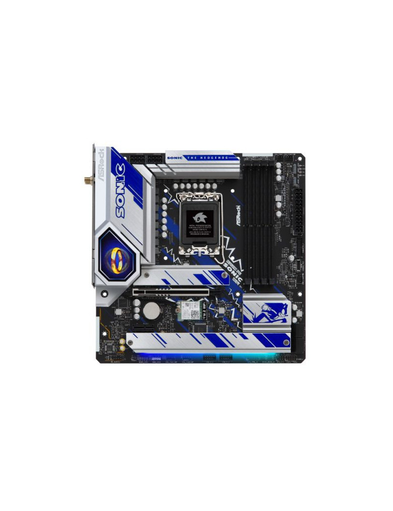 Asrock B760M PG SONIC WIFI  Intel B760  1700  Micro ATX  4 DDR5  HDMI  DP  eDP  Wi-Fi 6E  2.5G LAN  PCIe5  3x M.2  RGB  Animated Sonic Ring