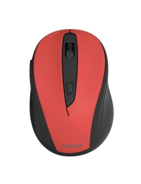 Hama MC-400 V2 Compact Wireless Optical Mouse  6 Buttons  800-1600 DPI  Black/Red