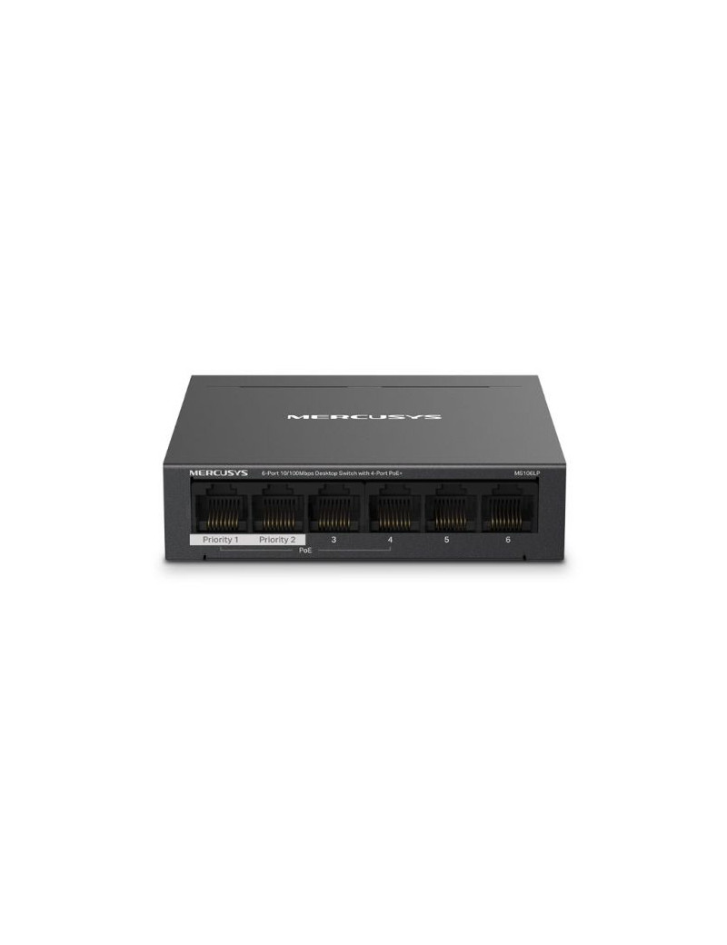 Mercusys (MS106LP) 6-Port 10/100Mbps Desktop Switch with 4-Port PoE+  Metal Case