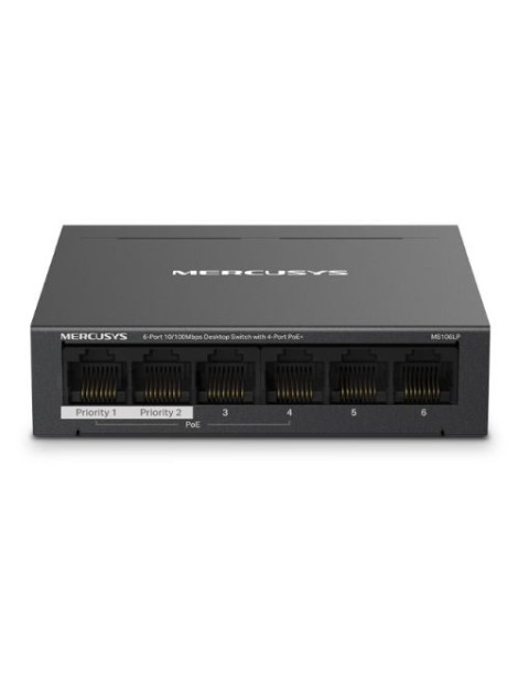 Mercusys (MS106LP) 6-Port 10/100Mbps Desktop Switch with 4-Port PoE+  Metal Case