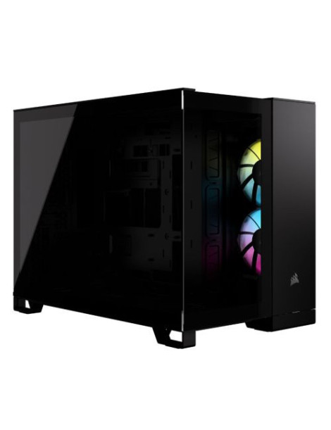 Corsair 2500X RGB Dual Chamber Gaming Case w/ Glass Side & Front  Micro ATX  2x RGB Fans  Mesh Panels  USB-C  Asus BTF Compatible  Black