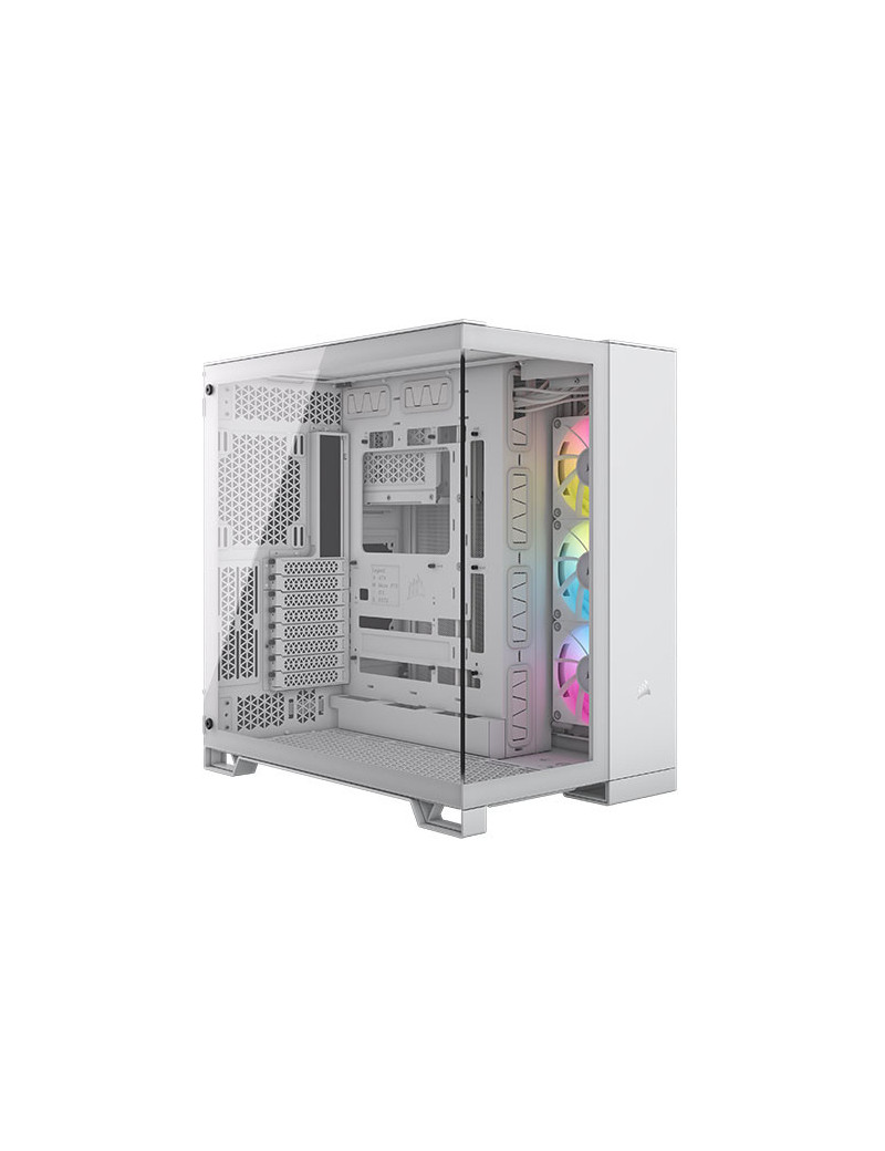 Corsair 6500X RGB iCUE Link Dual Chamber Gaming Case w/ Glass Side & Front  ATX  3x RGB Fans  Mesh Panels  USB-C  Asus BTF Compatible  White