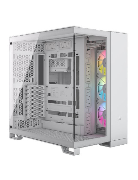 Corsair 6500X RGB iCUE Link Dual Chamber Gaming Case w/ Glass Side & Front  ATX  3x RGB Fans  Mesh Panels  USB-C  Asus BTF Compatible  White