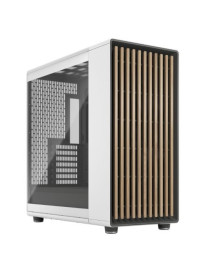 Fractal Design North XL Chalk White (TG Clear) Case w/ Clear Glass Window  E-ATX  3 PWM Fans  USB-C  Oak Front