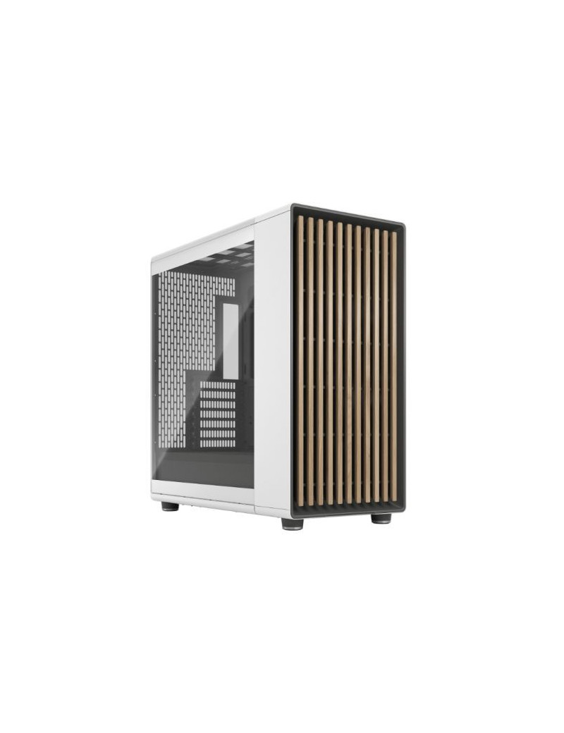 Fractal Design North XL Chalk White (TG Clear) Case w/ Clear Glass Window  E-ATX  3 PWM Fans  USB-C  Oak Front