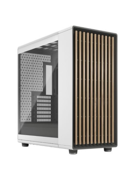 Fractal Design North XL Chalk White (TG Clear) Case w/ Clear Glass Window  E-ATX  3 PWM Fans  USB-C  Oak Front