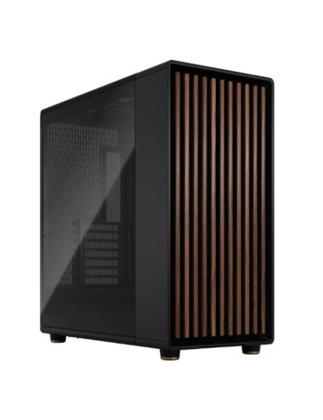 Fractal Design North XL Charcoal Black (TG Dark) Case w/ Dark Tint Glass Window  E-ATX  3 PWM Fans  USB-C  Walnut Front