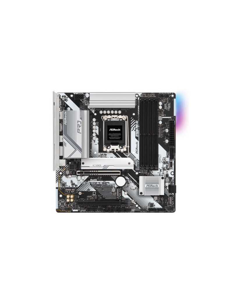 Asrock B760M PRO RS  Intel B760  1700  Micro ATX  4 DDR5  HDMI  DP  2.5G LAN  PCIe5  RGB  3x M.2