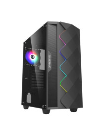 GameMax Diamond ARGB Gaming Case w/ Glass Window  ATX  ARGB Strip & Angled Pattern Front  Rear RGB Fan  LED Button  Black