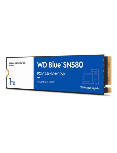 WD 1TB Blue SN580 M.2 NVMe Gen4 SSD  M.2 2280  PCIe4  TLC NAND  R/W 4150/4150 MB/s  600K/750K IOPS