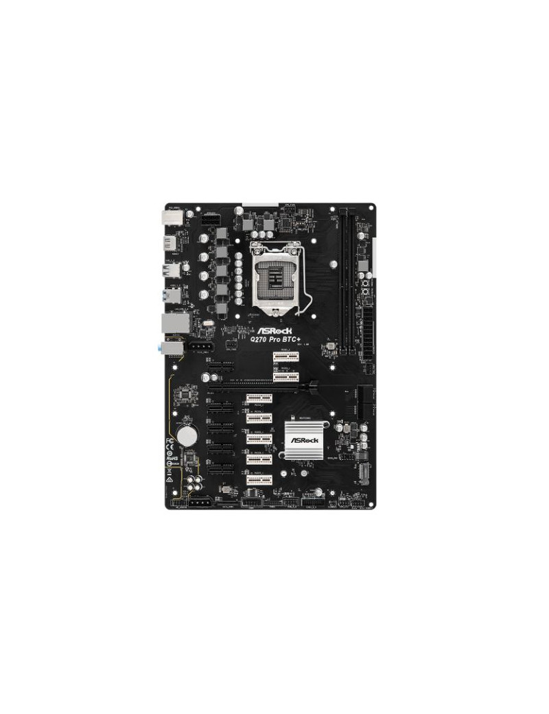 Asrock Q270 PRO BTC+ Mining Board  Intel Q270  1151  ATX  DDR4  HDMI  1x PCIe 3.0 x16  12x PCIe 3.0 x1  M.2  Power On/Reset Button