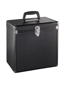 Hama 50 LP Case  Up to 50 LPs  Aluminium Look  Lockable  Black