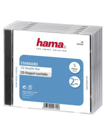 Hama 5x Double CD/DVD/Blu-Ray Cases  2 Discs per case  Transparent/Black