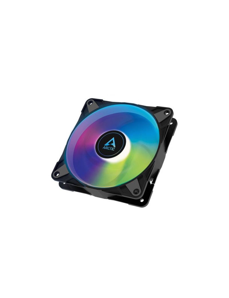 Arctic 12cm P12 Pressure Optimised PWM PST ARGB Case Fan  Fluid Dynamic  12 LEDs  0-2000 RPM  0dB Mode  Black