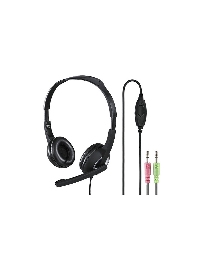 Hama (HS-P150) Ultra-lightweight Headset with Boom Microphone  3.5mm Jacks  Padded Ear Pads  Inline Controls