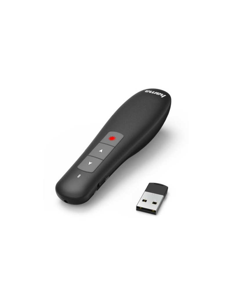 Hama X-Pointer Wireless Laser Presenter  2.4GHz  USB Receiver  12m Range  Volume Control  Scroll through Office Applications