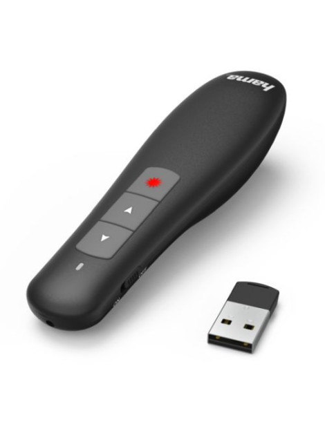 Hama X-Pointer Wireless Laser Presenter  2.4GHz  USB Receiver  12m Range  Volume Control  Scroll through Office Applications