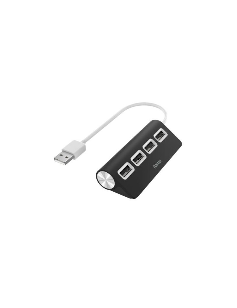 Hama External 4-Port USB 2.0 Hub  USB Powered  Black