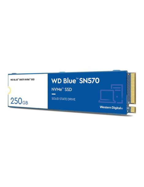 WD 250GB Blue SN570 M.2 NVMe SSD  M.2 2280  PCIe3  TLC NAND  R/W 3300/1200 MB/s  190K/210K IOPS