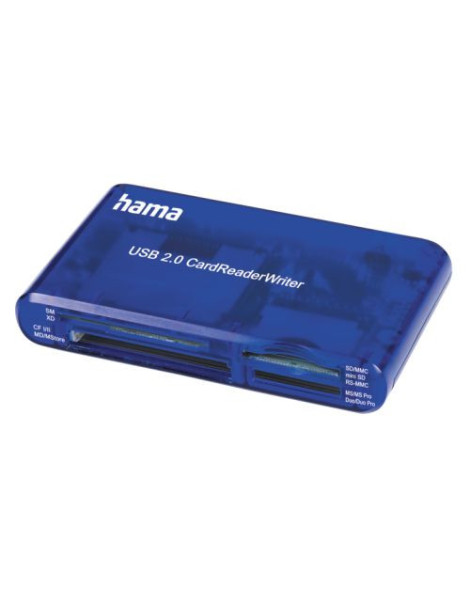 Hama External 35-in-1 USB 2.0 Card Reader  Blue  USB Powered