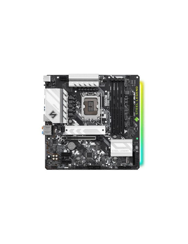 Asrock B660M STEEL LEGEND  Intel B660  1700  Micro ATX  4 DDR4  HDMI  DP  PCIe5  2.5G LAN  RGB  2x M.2