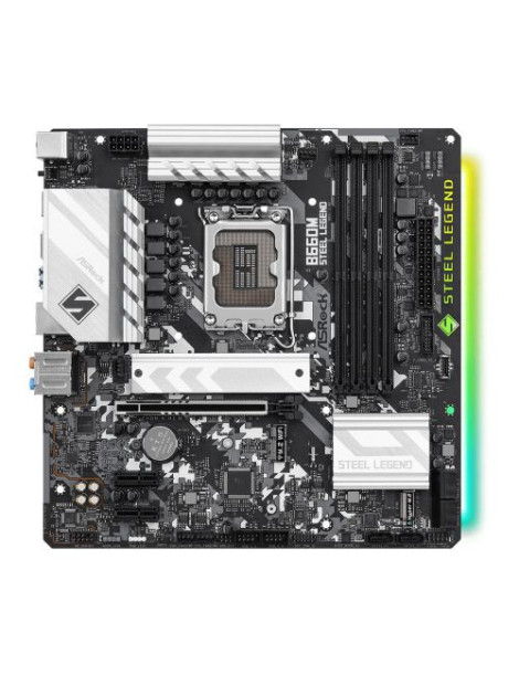 Asrock B660M STEEL LEGEND  Intel B660  1700  Micro ATX  4 DDR4  HDMI  DP  PCIe5  2.5G LAN  RGB  2x M.2