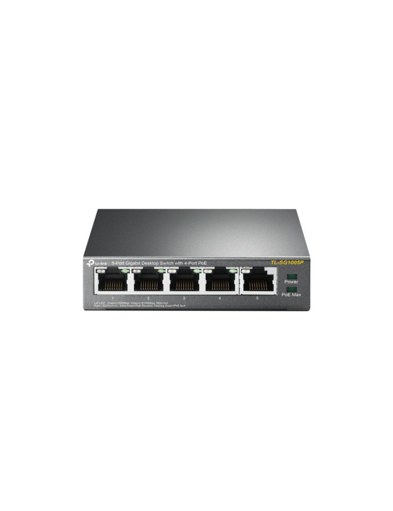 TP-LINK  (TL-SG1005P) 5-Port Gigabit Unmanaged Desktop Switch  4 Port PoE+  Steel Case