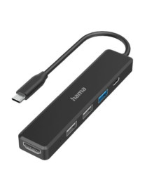 Hama External 4 Port USB-C Hub  USB Powered  3 x USB-A   1 x USB C (Power Delivery)  1 x HDMI