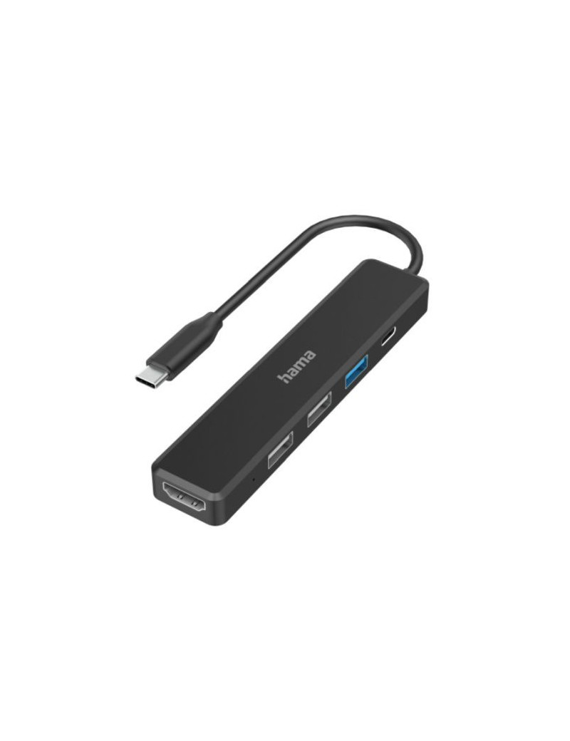 Hama External 4 Port USB-C Hub  USB Powered  3 x USB-A   1 x USB C (Power Delivery)  1 x HDMI