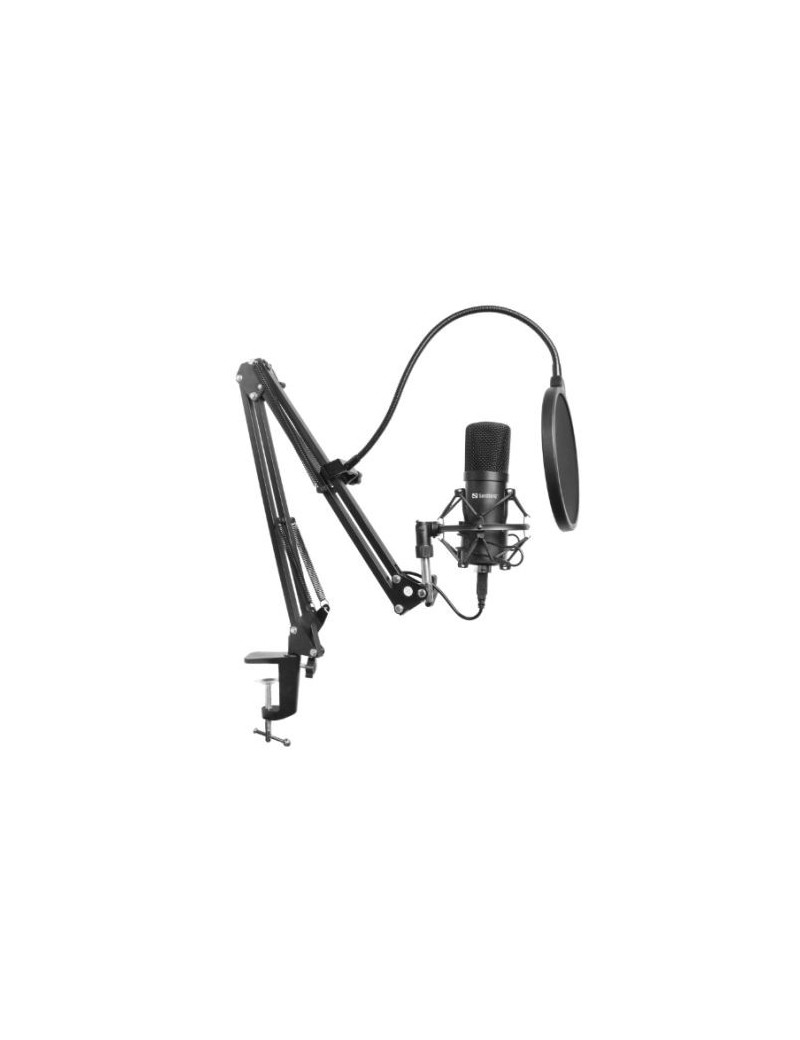 Sandberg Streamer USB Microphone Kit  USB 2.0  Pop Filter  Wind Cover  Shock Mount