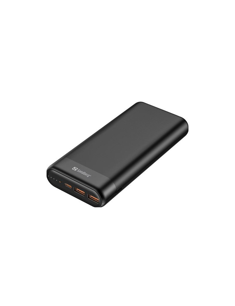 Sandberg 20000 mAh Powerbank  USB-A  QC 3.0  USB-C PD 65W Fast Charge  5 Year Warranty