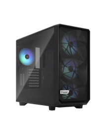 Fractal Design Meshify 2 RGB (Black TG) Gaming Case w/ Light Tint Glass Window  E-ATX  Angular Mesh Front  4 RGB Fans  Fan Hub  Detachable Front Filter  USB-C