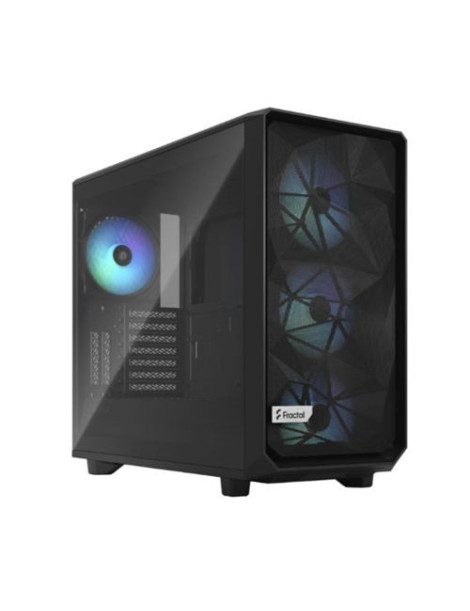 Fractal Design Meshify 2 RGB (Black TG) Gaming Case w/ Light Tint Glass Window  E-ATX  Angular Mesh Front  4 RGB Fans  Fan Hub  Detachable Front Filter  USB-C