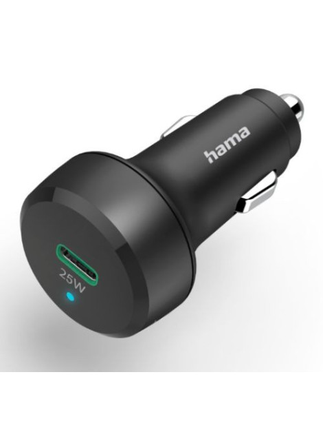 Hama USB-C Fast Charge Car Adapter  Power Delivery  Qualcomm 3.0  25W  Black